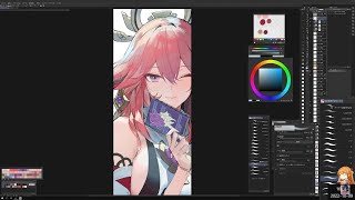 【AT】 Yae Miko 八重神子 Genshin Impact part 2  DIGITAL PAINTING  DRAWING PROCESS  Live Broadcast [upl. by Doolittle632]