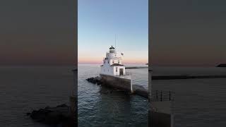 Manitowoc North Pierhead Lighthouse at Sunset lakemichigan lighthouse youtubeshorts [upl. by Moorefield18]