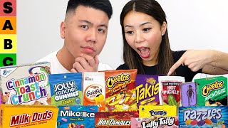 Australian Asians Trying AMERICAN Snacks [upl. by Conners]