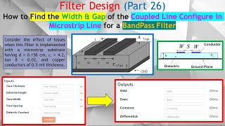 Filter Design Part 26 How to Calculate Width W amp Slot S or Gap for Coupled Microstrip Line [upl. by Akimaj]