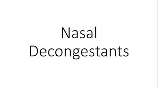 Nasal Decongestants  Pharmacology [upl. by Nett]