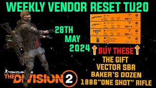 The Division 2 MUST BUYS quotGREAT WEEKLY VENDOR RESET TU20 LEVEL 40quot May 28th 2024 [upl. by Ma810]