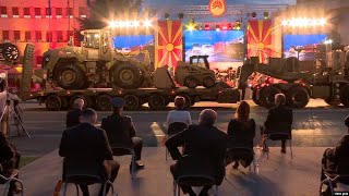 North Macedonia Marks Independence Day With Military Parade [upl. by Einhoj]