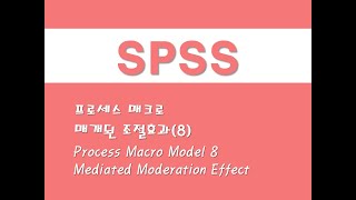 SPSS를 활용한 프로세스 매크로  6 매개된 조절효과8 Process Macro Model 8Mediated Moderation Effect [upl. by Tehcac]