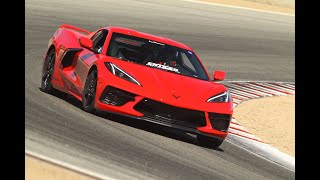 C8 Corvette vs Mclaren Porsche Lamborghini at Laguna Seca  brake failure off Corkscrew [upl. by Nannarb]