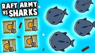 Raft Navy vs SHARK ATTACKS NEW Raft Game Raaaaftio Gameplay  New io game [upl. by Esinel]