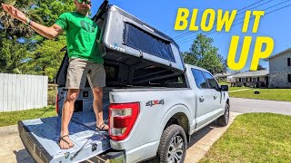 INFLATABLE Camper Shell First Look amp Install on F150  FLATED AIR TOPPER [upl. by Rastus]