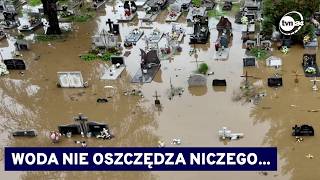 Głuchołazy Kłodzko Prudnik Z lotu drona widać skalę szkód wyrządzonych przez powódź TVN24 [upl. by Eanwahs]