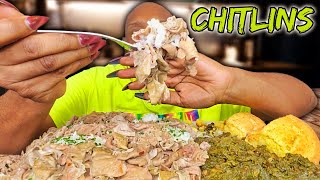 CHITLINS OVER RICE  SOULFOOD  MUKBANG [upl. by De Witt624]