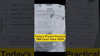 Todays SSC I Physics Practical PBA Paper Answer Key 2024 Fbise youtubeshorts pba practical [upl. by Jamieson]