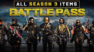 Modern Warfare 2 ALL SEASON 3 BATTLEPASS ITEMS Blackcell and 100 Tiers Review [upl. by Glad]