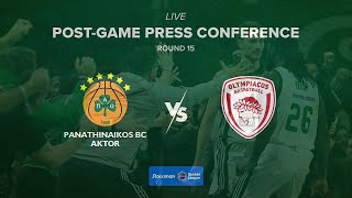 Panathinaikos BC AKTOR – Olympiacos BC  PostGame Press Conference  Basket League  Round 15 [upl. by Fancie]