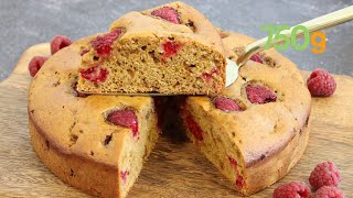 Recette du gâteau moelleux framboises et huile d’olive 750g [upl. by Nepsa636]