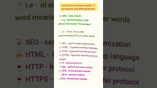 Useful full forms of acronyms and abbreviations shortsform [upl. by Denna742]