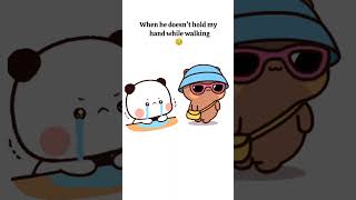 When Dudu Dont Hold Bubu Hand   Bubu dudu  Goma peach  Cute couple  Animation [upl. by Enimzaj]