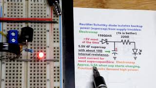 Mini supercapacitor with internal resistance used as backup power demo [upl. by Schalles]