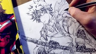 Drawing NEW Izuku Midoriya Samurai Design  Redesign  Anime Manga Sketch [upl. by Lizette204]