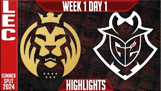 MDK vs G2 Highlights  LEC W1D1 Summer 2024  MAD Lions KOI vs G2 Esports Week 1 Day 1 [upl. by Oigroig]