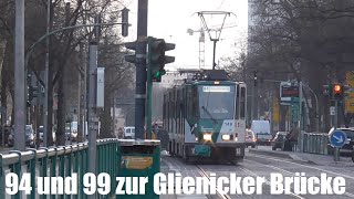 Straßenbahn Potsdam 94 und 99 zur Glienicker Brücke am 23032015 [upl. by Erolyat145]