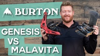 2018 Burton Genesis vs Malavita Snowboard Bindings  Comparison  TheHousecom [upl. by Nyrhtak907]