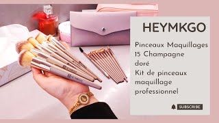 Kit de Pinceaux Maquillage Champagne Doré  Pour fond de teint poudre blush pas cher HEYMKGO [upl. by Nairrod]