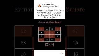 Ramanujans Magic Square ⬛  Aaditya Shorts  ramanujanattitudevideo mathematics predictions [upl. by Renato]