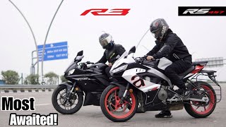 Aprilia RS457 vs Yamaha YZFR3  The Most Demanded Race Ever [upl. by Lattonia]