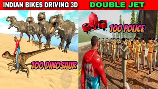 Indian Bikes Driving 3d  Double Jet Pack Police 100 Dinosaur  Funny Gameplay Indian Bikes Driving🤣 [upl. by Jaf558]