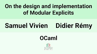 OCaml24 On the design and implementation of Modular Explicits [upl. by Ednalrym]