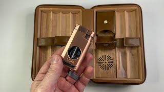 TISFA Leather Cigar Humidor amp VCup Cigar Light  1 Minute Review [upl. by Nivram776]