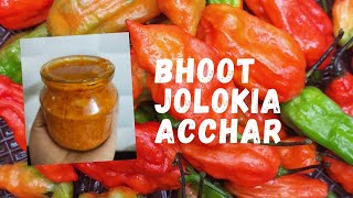 King chilli Pickle Bhoot jolokia acchar Ghost pepper pickle Chilli pickle [upl. by Ellehcal]