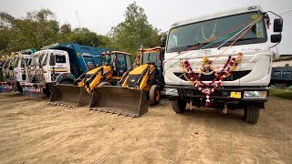 TATA 3530 Tipper bs6 first time work Loading Mud new jcb 3dx TATA 2518 Tipper [upl. by Smaj917]