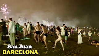 Noche de San Juan 2024 🔥Party at Barceloneta Beach in Barcelona Spain [upl. by Sllew]