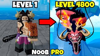 Beating King Legacy as Kaido Lvl 0 to Lvl 4800 Noob to Pro in King Legacy [upl. by Atalante]