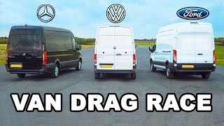 Mercedes Sprinter vs Ford Transit vs VW Crafter VAN DRAG RACE [upl. by Steele194]