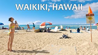 HAWAII WALK  WAIKIKI STReET and BEACh TOUR  2023 4K [upl. by Yager738]