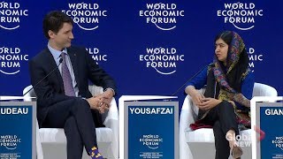 Malala Yousafzai and Justin Trudeau talk education and womens empowerment at WEF [upl. by Yahsal780]