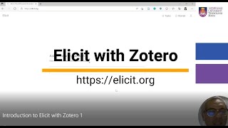 Introduction to Elicit with Zotero 1 [upl. by Ille]