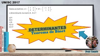 UNISC  Teorema de Binet Dadas as matrizes A e B o determinante  Matemática Linda  Prof Tatarin [upl. by Ringler]