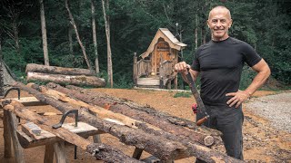 LAYING ROCK FOR THE OFF GRID CABIN  TIMBER FRAME UNDERPINNING amp SHOU SUGI BAN TRIM [upl. by Cummins]