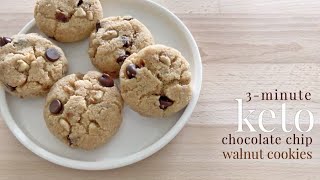 Keto 3minute Chocolate Chip Walnut Cookies [upl. by Borlow741]