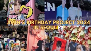 BTS Jimin birthday celebration in seoul🇰🇷Jimin birthday project 2024Near Hybe LabelJimtoberjimin [upl. by Sad]