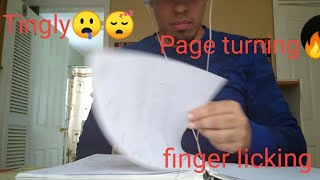 ASMR PAGE TURNING amp FINGER LICKING no talking [upl. by Nihi373]