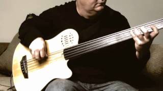 Playing my Godin A5 acoustic electric fretless bass Fast funk groove  Darrell Craig Harris Cirque [upl. by Odab557]