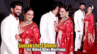 Sonakshi Sinha And Zaheer Iqbal FIRST Video After Marriage At Wedding Reception [upl. by Eenar]