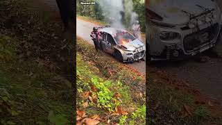 Rally racing Citroen Rally caught fire rallye rallyesports drift wrc drifting motorsport [upl. by Aivekal]