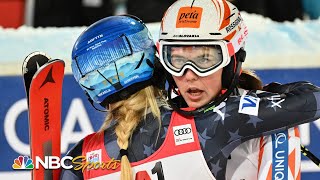 History denied Vlhova takes slalom from Shiffrin with excellent final run  NBC Sports [upl. by Ahsyen]