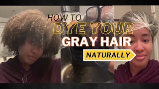 Pt 2 HOW TO DYE YOUR GRAY HAIR  NATURALLY  NO CHEMICALS  IT ACTUALLY WORKED‼️ [upl. by Jedidiah471]