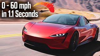 Tesla Roadster Insane Acceleration  060mph in 11s [upl. by Zehe]