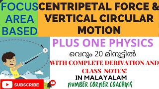 CENTRIPETAL FORCE amp ACCELERATIONVERTICAL CIRCULAR MOTION1PHYSICS MALAYALAMWITH CLASS NOTES [upl. by Clie438]